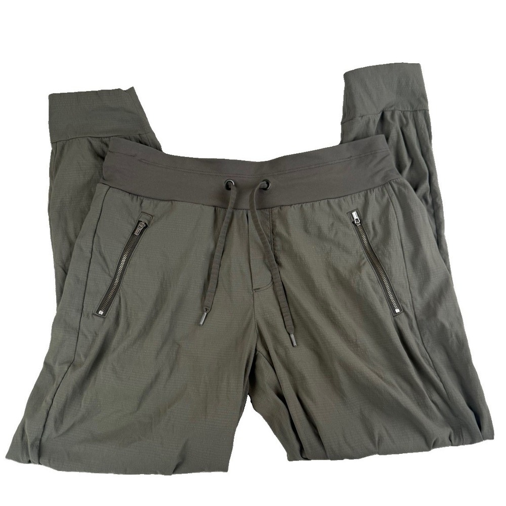 Athleta Womens Small Olive Green Jogger Pants Zip Pockets Stretch Hiking